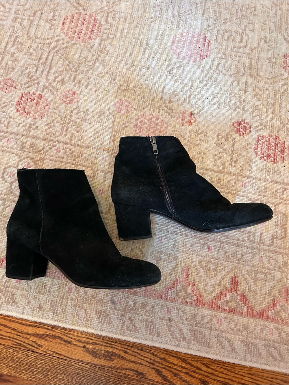 Steve Madden Black Suede Block Heel Ankle Booties
